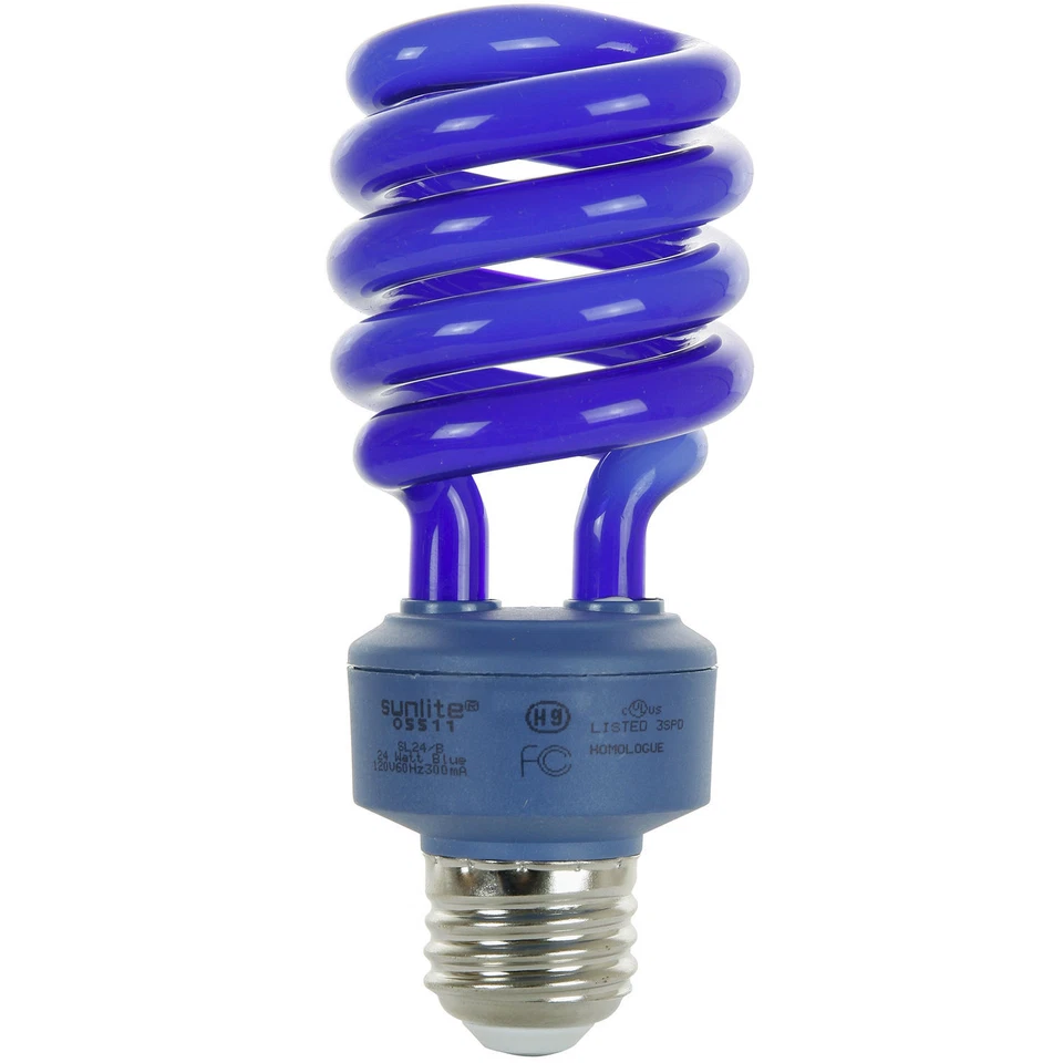 Sunlite 05511-SU 24 Watt Colored Spiral, Medium Base, Blue CFL Bulb - SL24/B NEW
