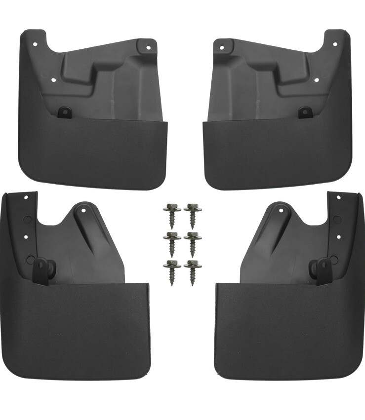 Mud Flaps Kit for Toyota Tundra 2022-2023 Black Front and Rear Splash Guards-image