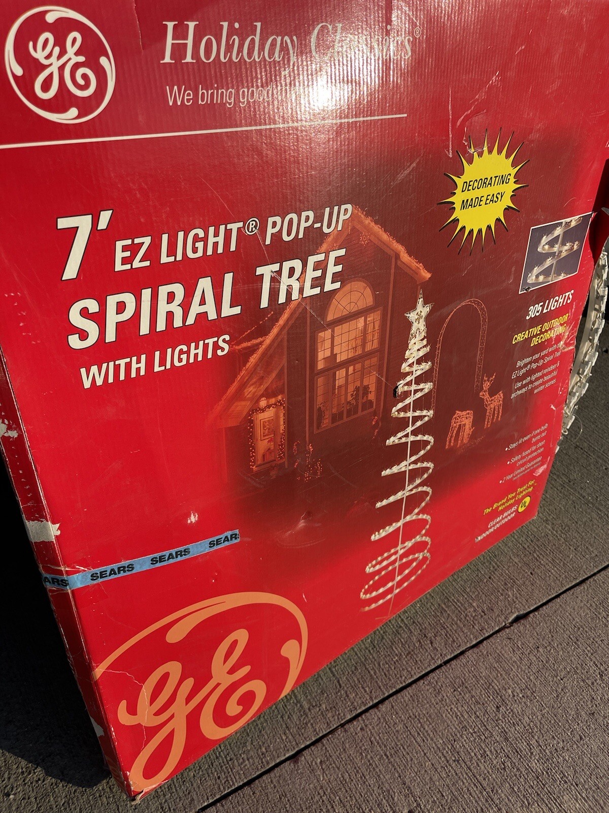 7FT spiral rope light holiday tree Vintage Working 7’ GE EZ Light Pop