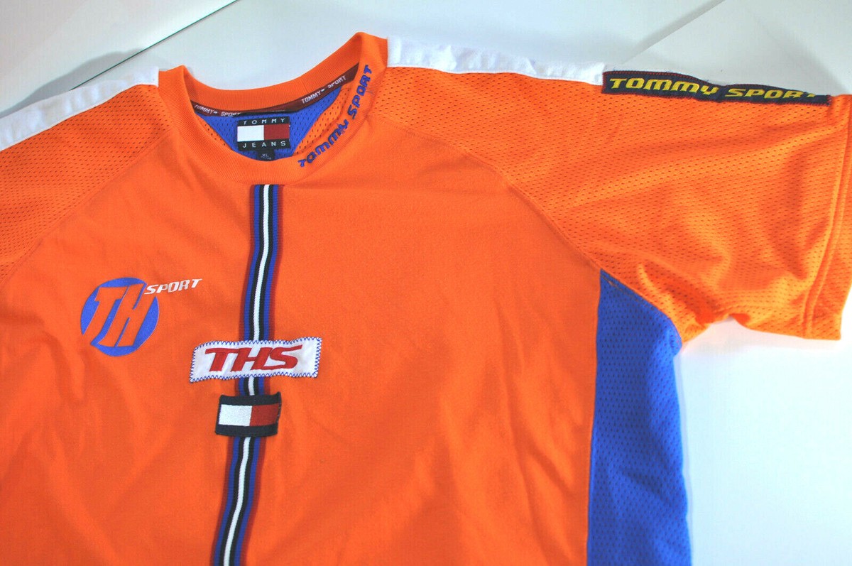 Vintage Tommy Jeans Tommy Sport Orange blue t-shirt jersey 85 | eBay