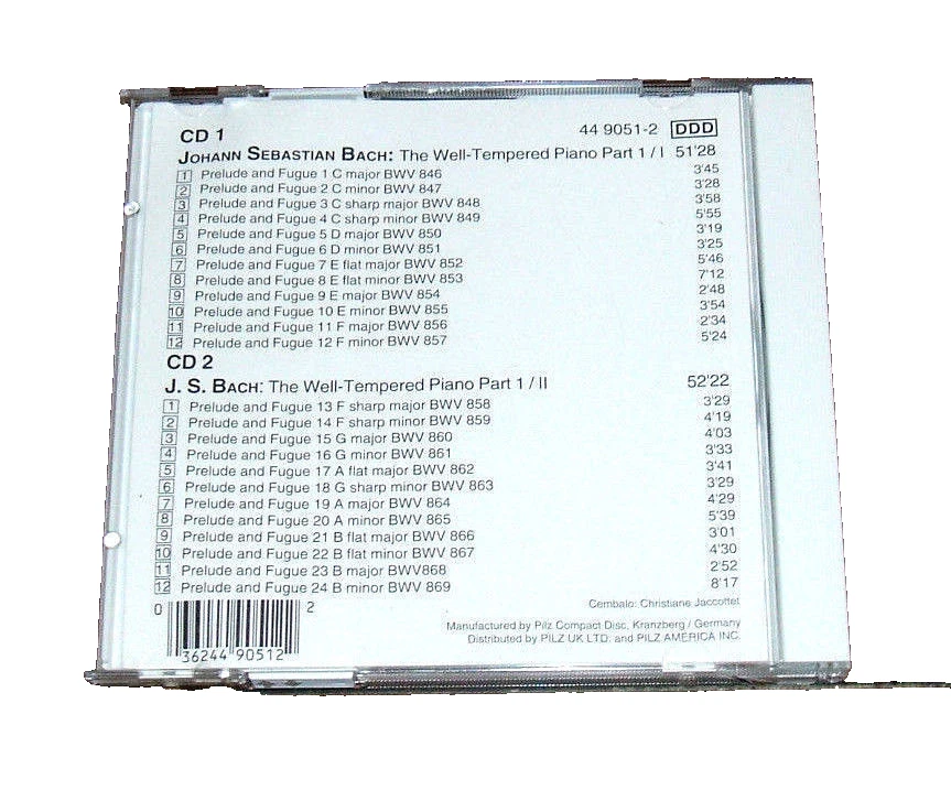 Johann Sebastian Bach - The Well-Tempered Piano 2 CD Set German Import RARE Foto 2 de 4