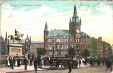 City Square u. Exchange Leeds Postcard Local Publisher V. Rodgers 1905