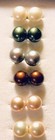 With Various Colors Size 8mm 6 Pair Cultured Studded Pearl Earrings