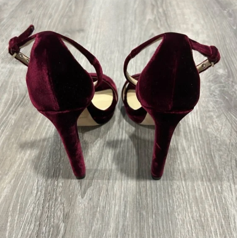 NEW Jimmy Choo Misty 120 Red Velvet Strap Heels Size 36.5 NEW Jimmy Choo Misty 120 Red Velvet Strap Heels Size 36.5