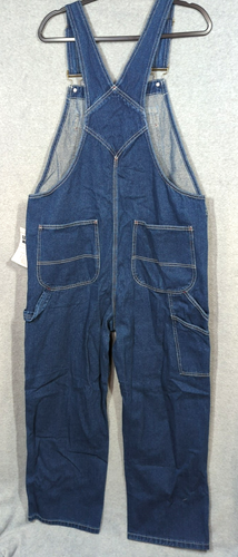 New HISEA Men Denim Bib Overalls 38x30 Relaxed Fit Workwear Jeans Tool Pocket - Picture 3 of 12