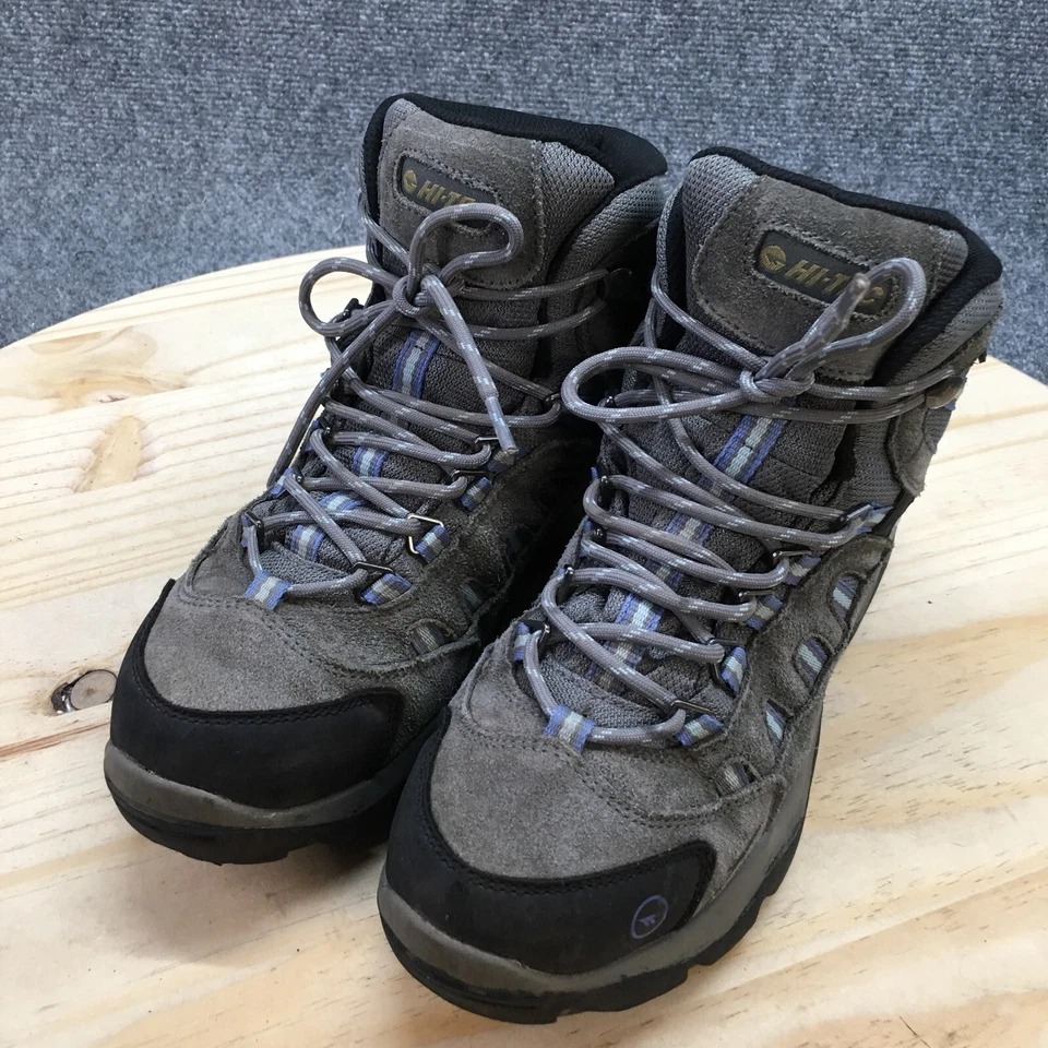 Botas Hi Tec para Mujer 7 M Bandera Bota de Senderismo al Tobillo 22136 Gris Cuero Con Cordones Foto 3 de 4