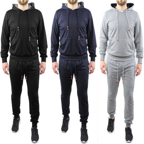Tuta Uomo Cotone Leggero Felpa con Cappuccio Pantaloni Sportivi Primaverile  | eBay