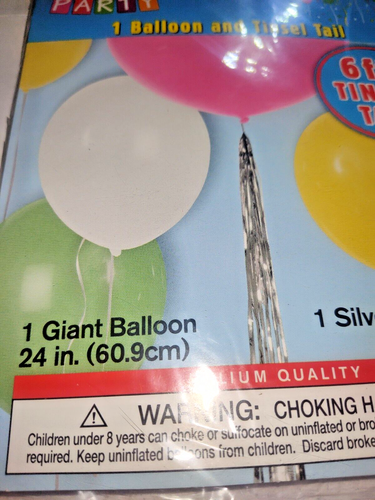 RED 24" ROUND LATEX BALLOON + Tinsel Tail Helium Quality Pop Party Loon NIP - 第 7/8 張圖片