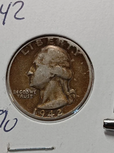 1942 Washington Quarter  Xf Toned  O/254