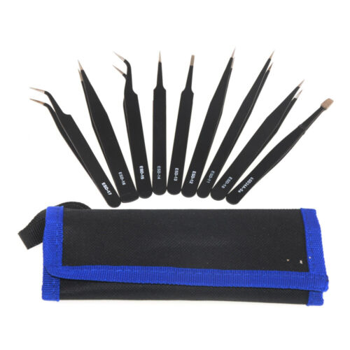 9Pcs ESD Anti-Static Tweezer Set Tweezers Maintenance Tool Stainless Steel AU - Picture 3 of 11
