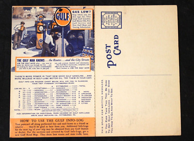 VINTAGE FOLD-OUT POSTCARD ~ GULF OIL ''INFO-LOG'' #19 WASHINGTON DC - HANCOCK, MD