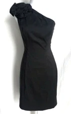 SL Fashions One Shoulder Ruffle Women's Sheath Dress Size 10 Black