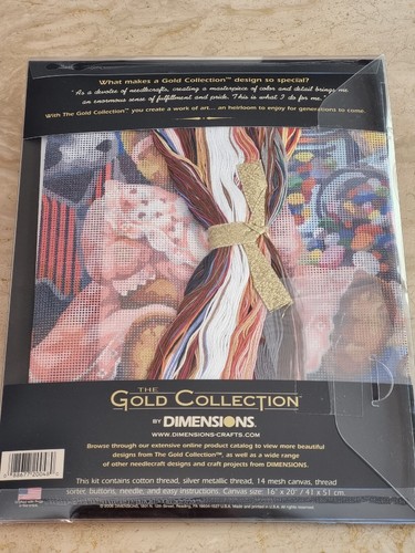 DIMENSIONS GOLD COLLECTION 'BEAR BUTTON TROUBLE' NEEDLEPOINT - Picture 3 of 3