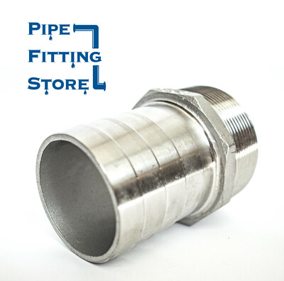 2'' Stainless Steel Hose Barb Fitting - Hose Adapter x Male NPT - SS King Nipple