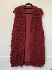 Isabel Marant Burgundy Red Silk Multi Tassle Long Gilet Jacket M Uk8-12