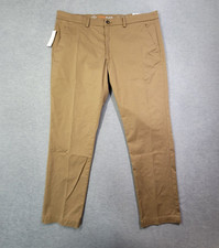St Johns Bay Pants Mens 40x32 Tan Slim Straight Stretch Comfort Temp Flex NWT
