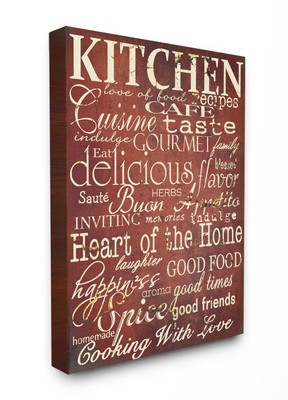 The Stupell Home Decor Collection Words in The Kitchen, Off Red Canvas Wall A...
