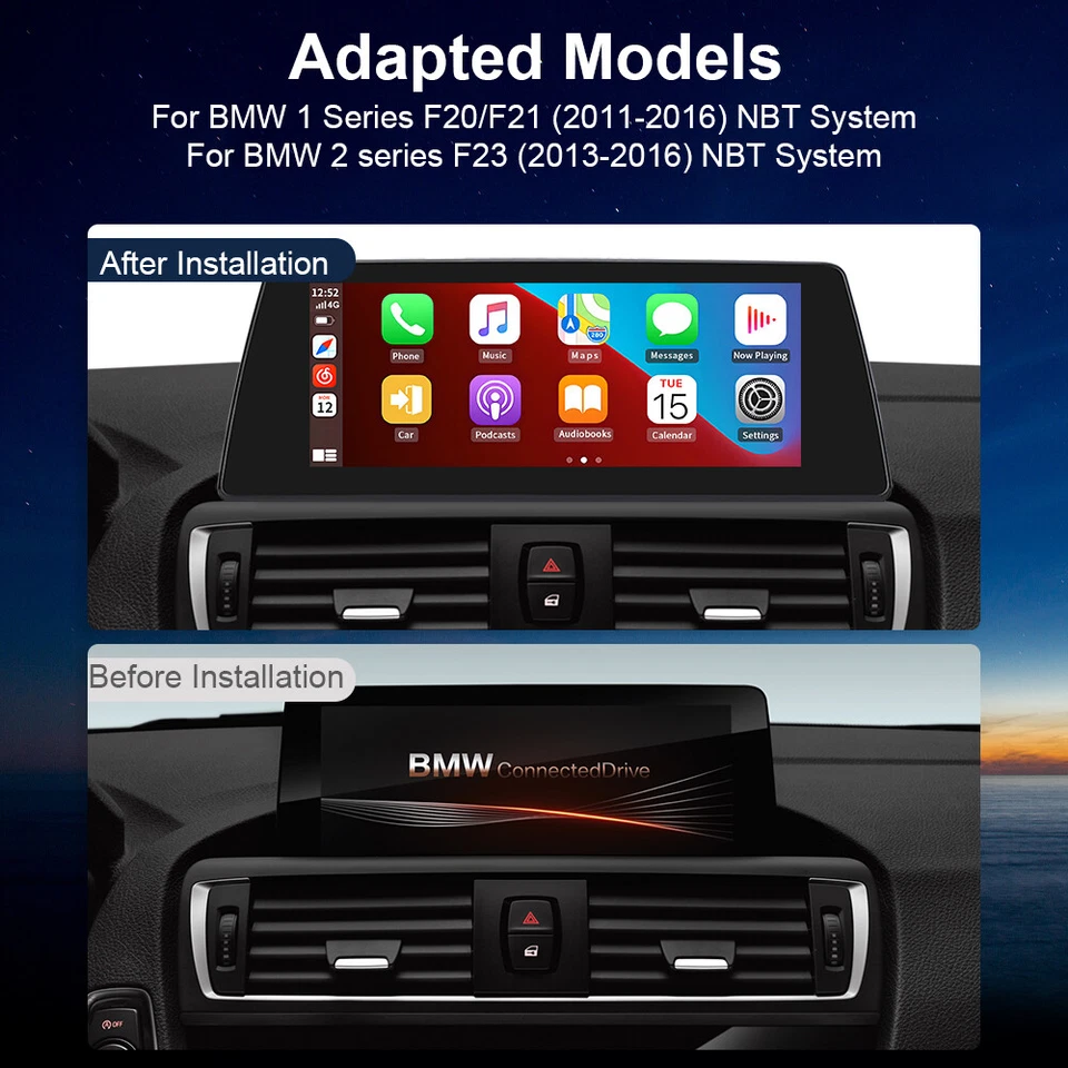 10.25'' Android14 Für BMW 1/2 Serie F20 F21 F23 NBT Navi Wifi DAB+ Radio CarPlay - Bild 2 von 4