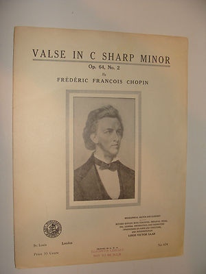 Chopin Valse Waltz C# Minor / C Sharp Minor Op 64 No 2 1937 Art Publication 