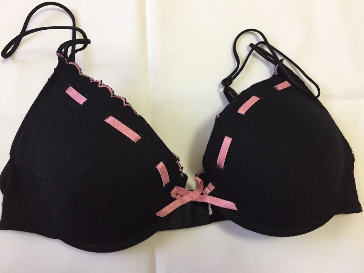 Label teared Bra size it 3b us 34b eu 75b padded underwired black pink