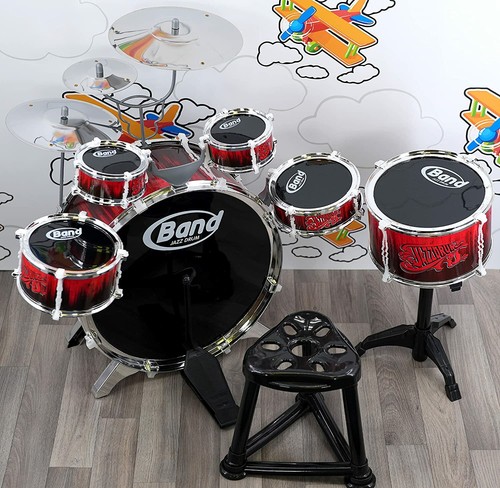 Kids My First Drum Kit Play Set Drums Cymbal Musical Toy Instrument Pedal Stool - Picture 16 of 27