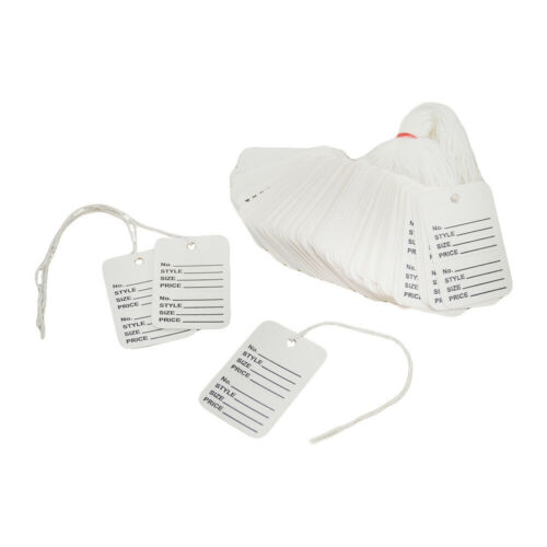 1000 Pcs Small White Merchandise Coupon Price Tag Clothing Perforated Strung - Picture 3 of 3