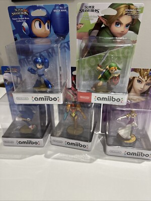 Nintendo Amiibo Super Smash Bros Mega Man Young Link Zelda Samus Neu OVP