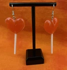 Heart Lolly Lollipop Valentine Acrylic Drop Dangle Earrings