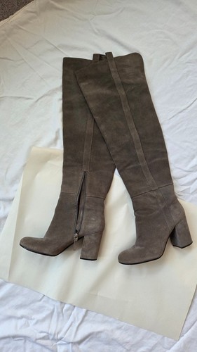Vero Cuoio Suede Over the Knee Boots, Size 8M/38 in Taupe