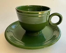 Fiesta Ware Cup and Saucer Set - Forest Green. Homer Laughlin Vintage