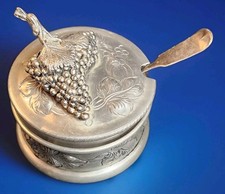 Vtg Peitro Etain 95% Pewter Salt Cellar Round Dish Sugar Condiment Bowl Italian 