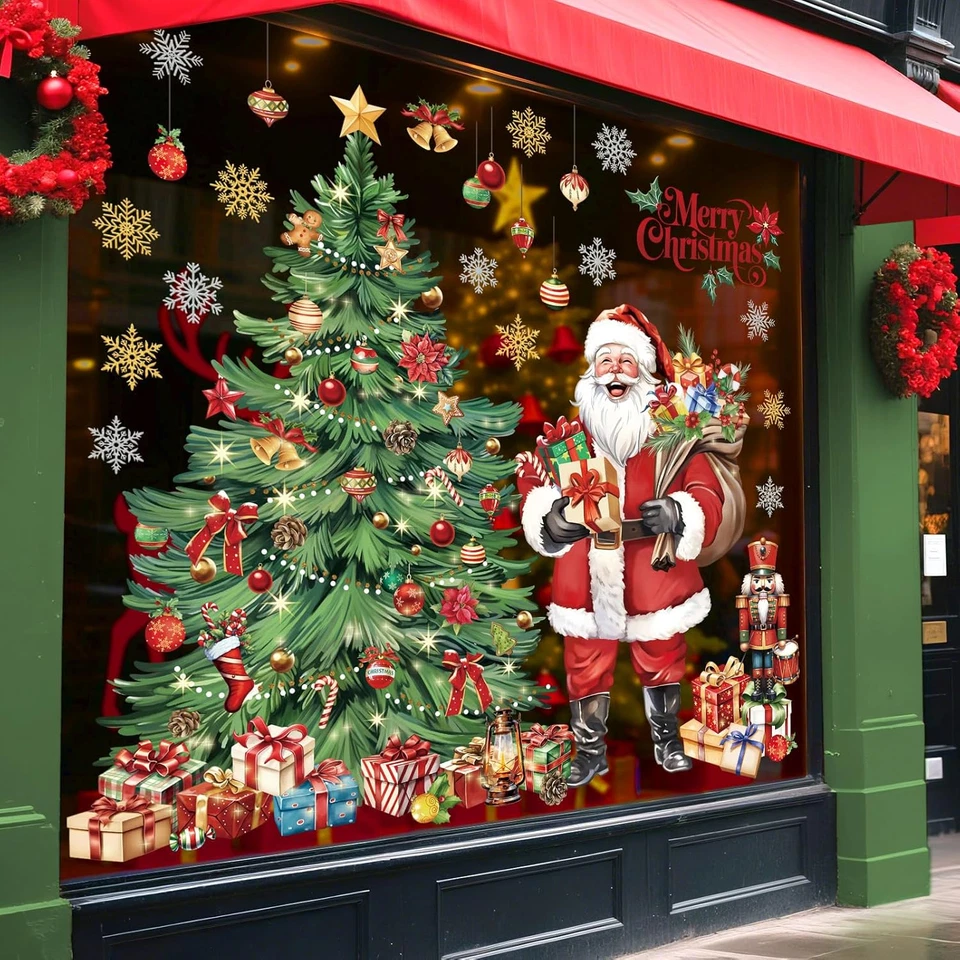 Weihnachten Fenster Wandtattoo Weihnachtsbaum Aquarell Große Wandaufkleber - Bild 2 von 4