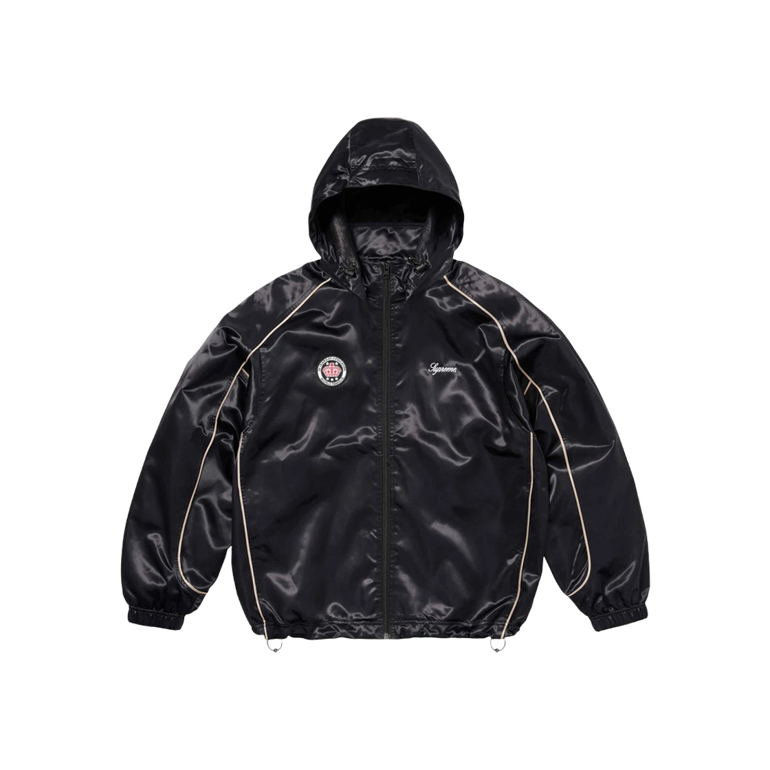 Veste de survêtement à capuche Supreme satin noir   24SS