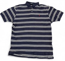 Vintage Polo Ralph Lauren XL Striped Polo Shirt Red Pony Logo Navy Blue White