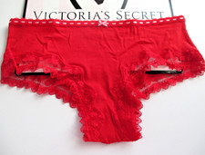 VICTORIA'S SECRET Ribbon Bow Cotton Cheeky Panty VS Red S M L XL Lace Trim NWT
