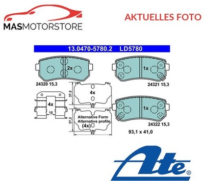 SATZ BREMSBELÄGE BREMSKLÖTZE HINTEN ATE 130470-57802 P FÜR HYUNDAI I30,IX35