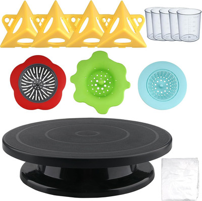 11 Rotate Turntable Sculpting Wheel with Pour Painting Supplies Acrylic Pouring