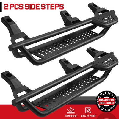 Running Boards FIT 1997-2006 Jeep Wrangler TJ 2 Door 6'' Two-Stair Side Steps BLK