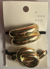 Metal Hair Cuff Elastic Hair Tie Ponytail Holders, Gold, 2 Count