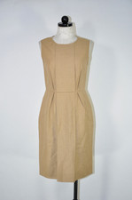 Stella McCartney Beige Hemp Pleated Structured Sheath Pencil Dress Women 42 M