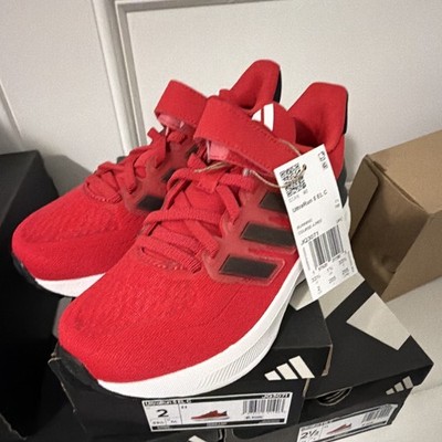 adidas UltraRun 5 EL C Unisex Kids Red/Black/White Mesh Lace US 2 JQ3071