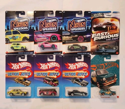 HOT WHEELS SET 8 NEON SPEEDERS FAST FURIOUS ULTRA HOTS HONDA NISSAN MAZDA FORD