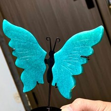 90G Natural  blue apatite Quartz Mineral Handcarved Butterfly wings specimen