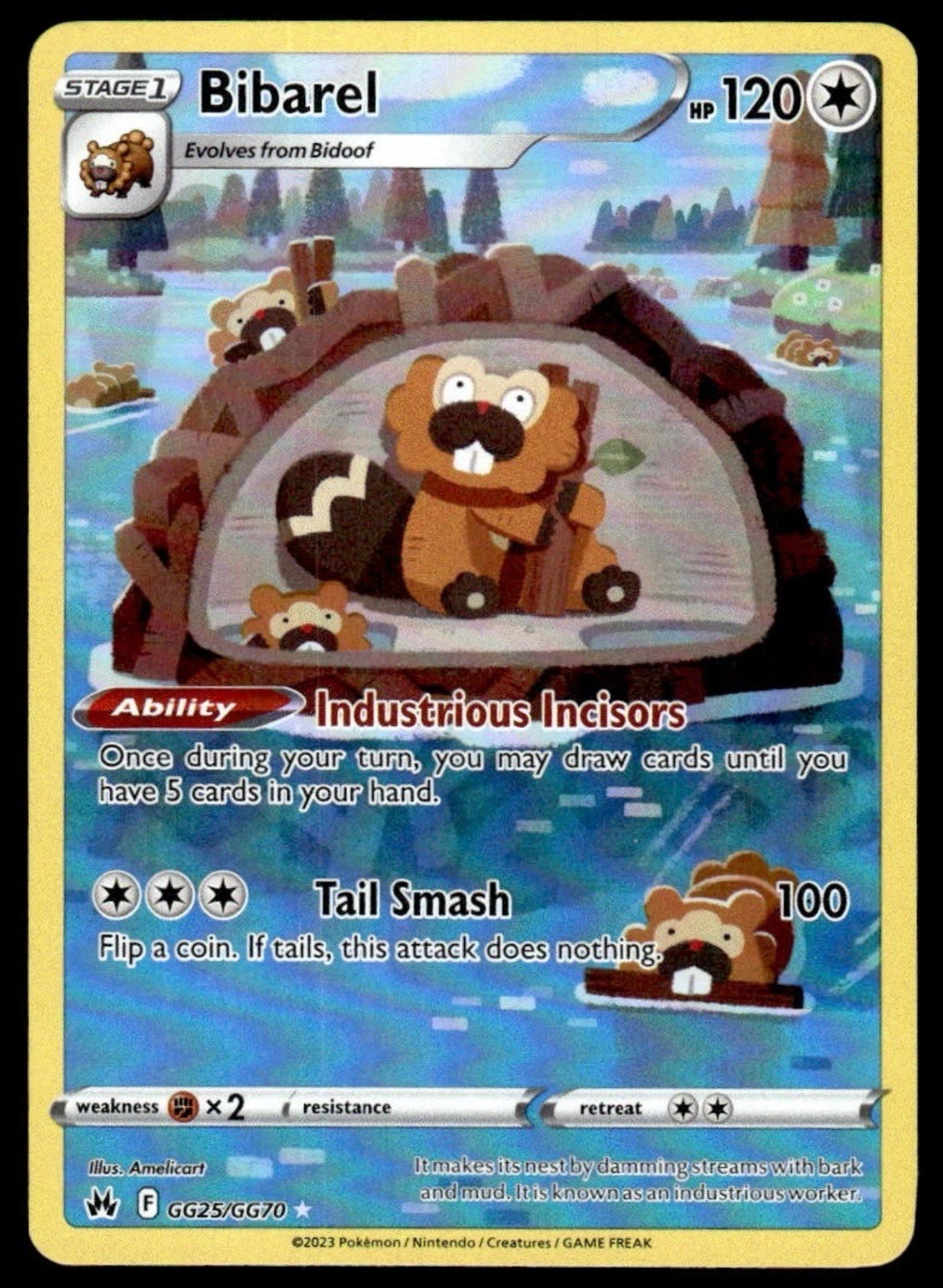 Pokemon TCG Crown Zenith: Galarian Gallery #GG25/GG70 Bibarel NM