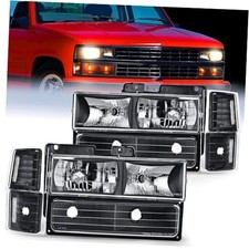 Headlight Assembly Compatible with 1994 1995 Black Housing Clear Reflector