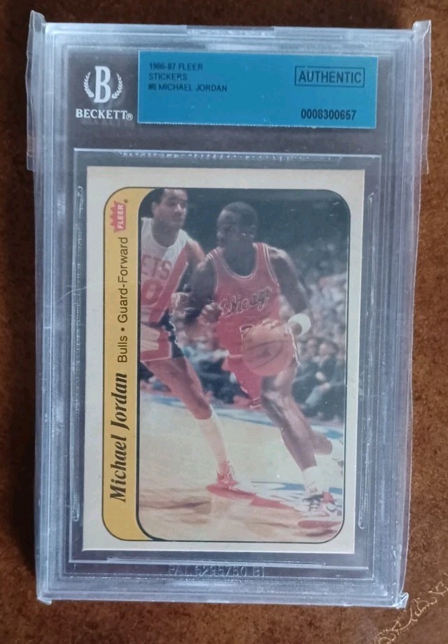 1986 FLEER STICKER #8 MICHAEL JORDAN ROOKIE RC BGS AUTHENTIC Not Altered