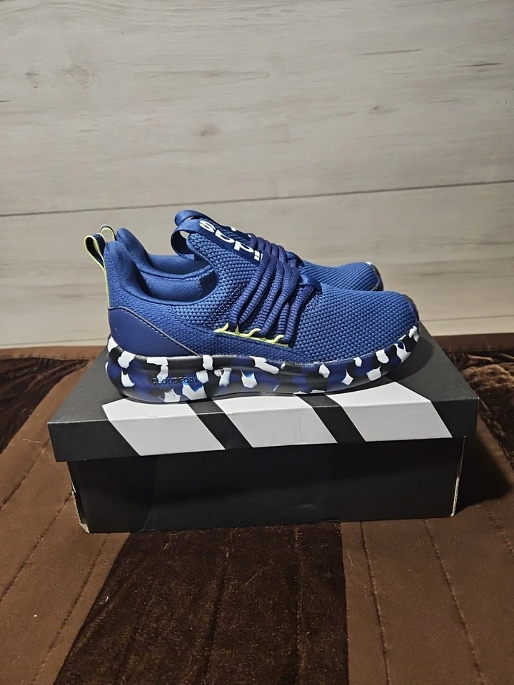 Zapato Adidas Lite Racer Adapt 7.0 para niños - Azul Camuflaje - Talla 2 EE. UU. Foto 3 de 4