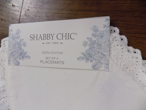 SHABBY CHIC Valentine HEART Shaped 12x14" PLACEMATS WHITE EYELET Lace Set of 4 - Picture 2 of 4