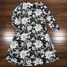 Bryn Walker Women's Size Medium Black & White Ponti Floral Rya Midi Dress