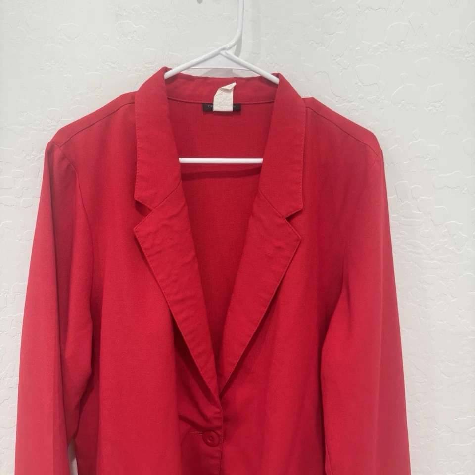 Vintage Courtney Linen Blend Blazer Womens 20W Red Single Button Office Business - Image 2 of 4